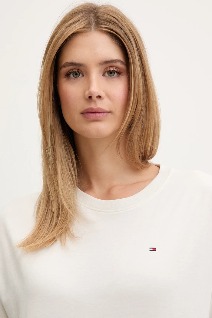 Piżama dwuczęściowa damska bawełniana Tommy Hilfiger beżowy UW0UW05760