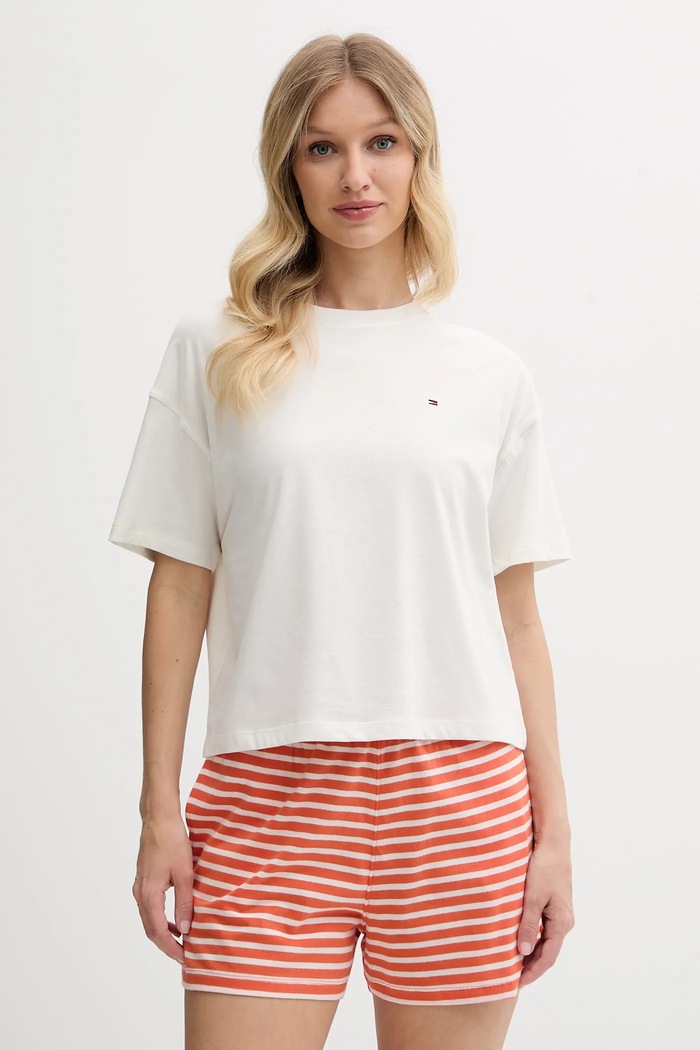 Tommy Hilfiger piżama dwuczęściowa damska bawełniana wzorzyste pomarańczowy UW0UW05760