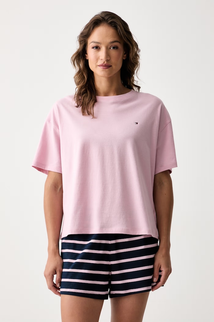 Tommy Hilfiger piżama dwuczęściowa damska bawełniana różowy UW0UW05760