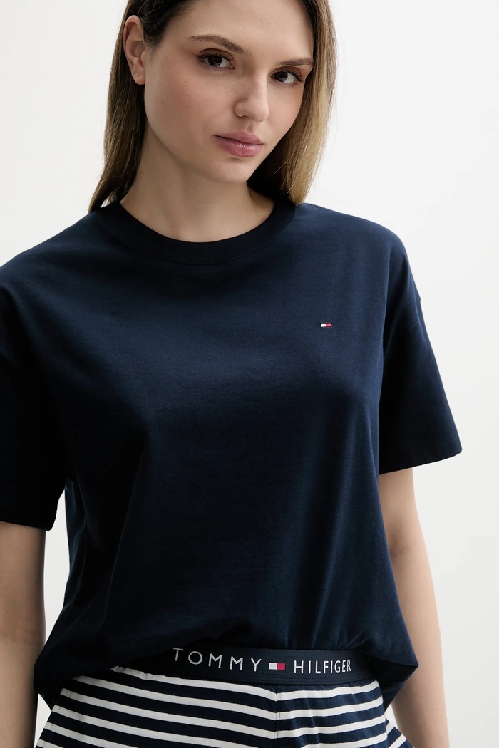 Tommy Hilfiger piżama dwuczęściowa damska bawełniana granatowy UW0UW05760