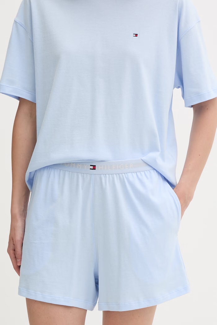 Oblečenie Tommy Hilfiger dvojdielne pyžamo dámske bavlnené UW0UW05912 modrá