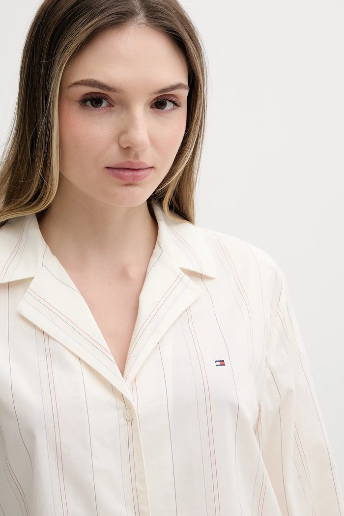 Odzież Tommy Hilfiger koszula piżamowa bawełniana UW0UW05764 beżowy
