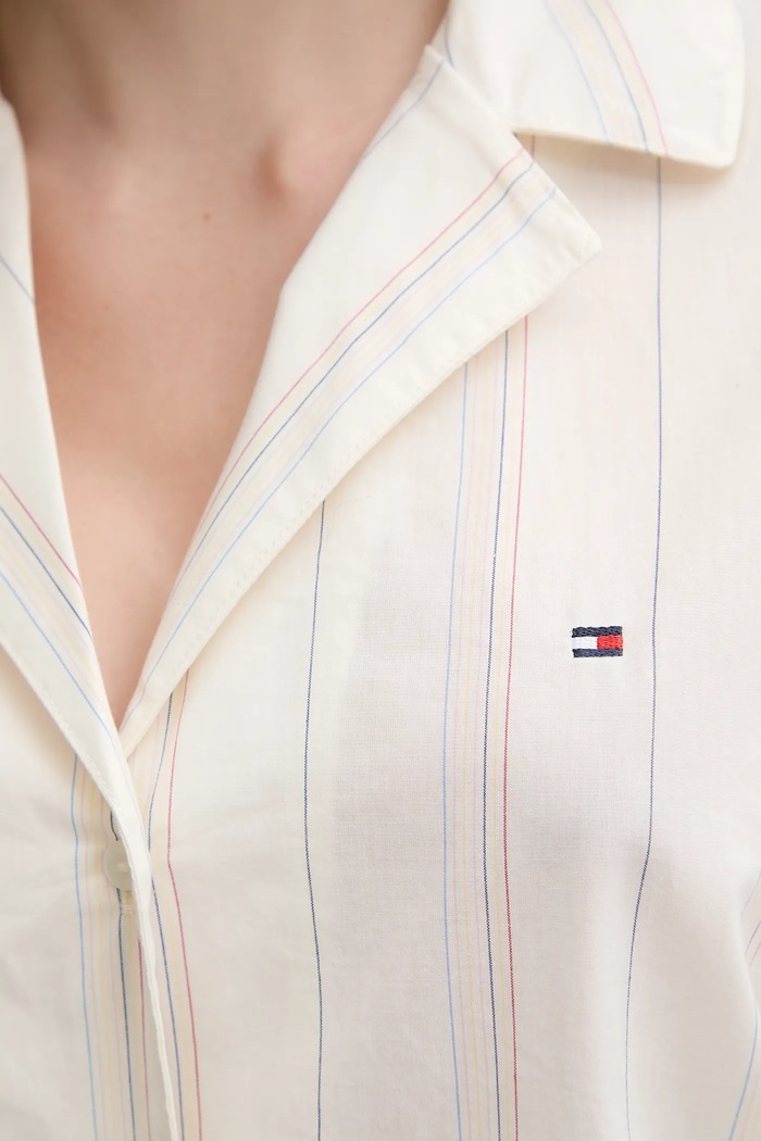Tommy Hilfiger koszula piżamowa bawełniana beżowy UW0UW05764