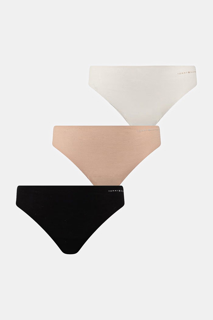 Tommy Hilfiger tanga női pamut elasztánnal 3-as csomag bézs UW0UW05959