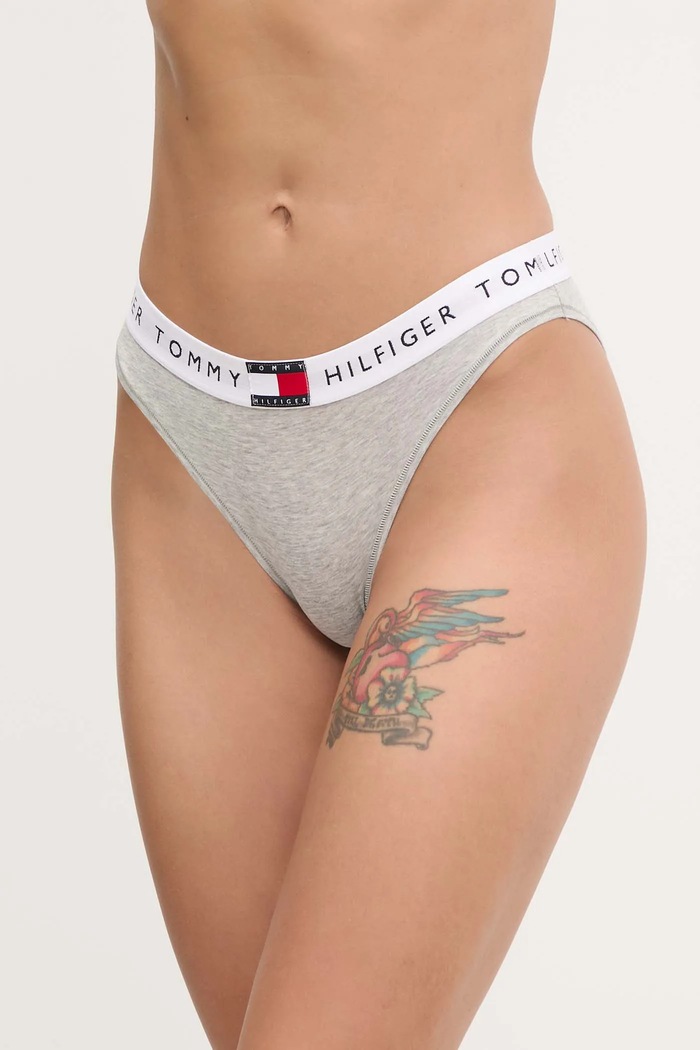 Tommy Hilfiger κιλότα γυναικεία βαμβάκι με ελαστάν πλεκτό ύφασμα γκρί UW0UW06038