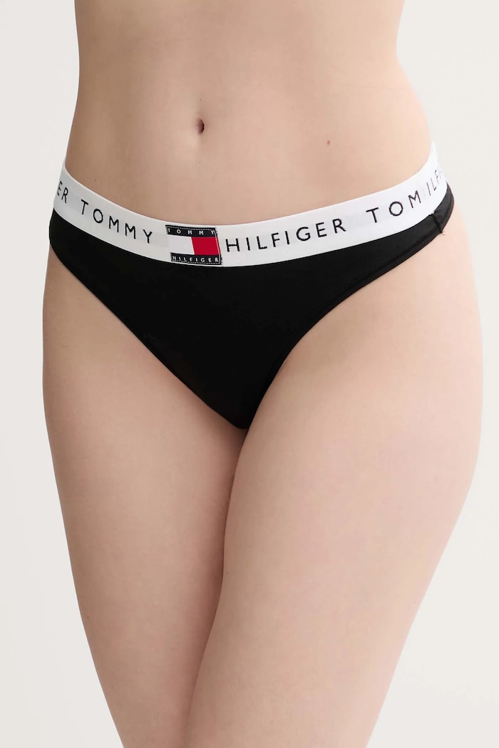 Tommy Hilfiger στρινγκ Γυναικεία πλεκτό ύφασμα μαύρο UW0UW06039