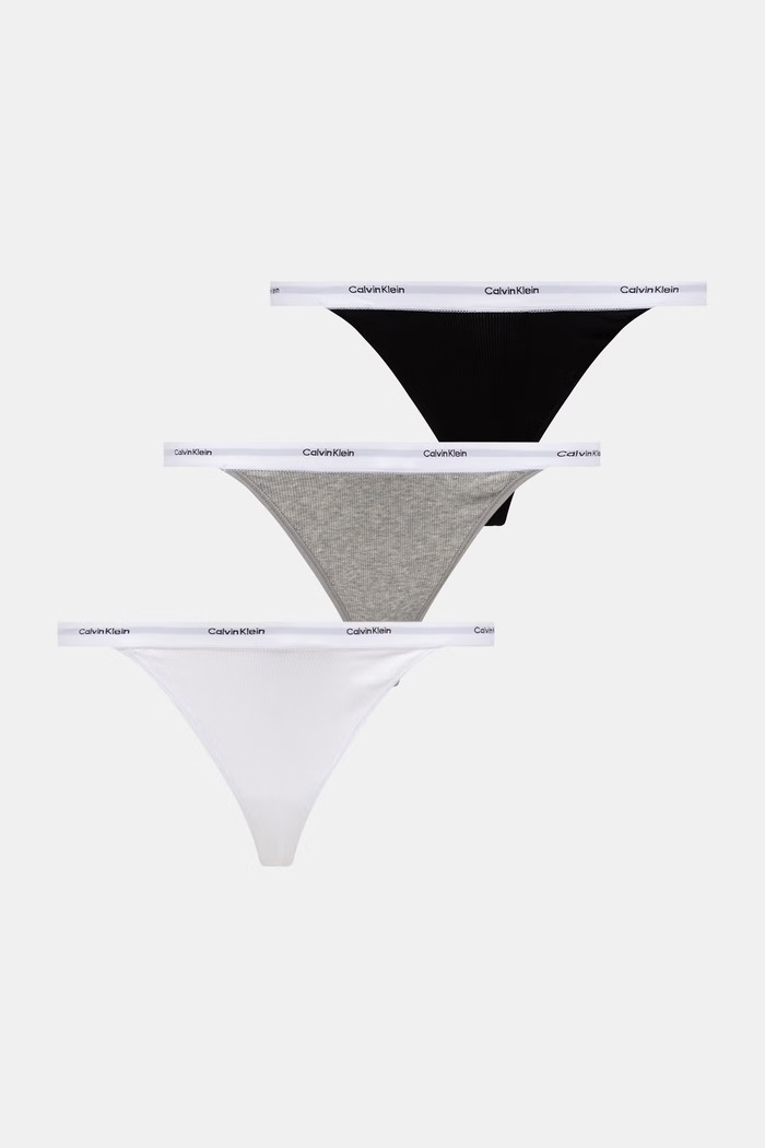 Calvin Klein Underwear στρινγκ γυναικεία βαμβακερά με ελαστάν 3-pack γκρί LV00QD5308