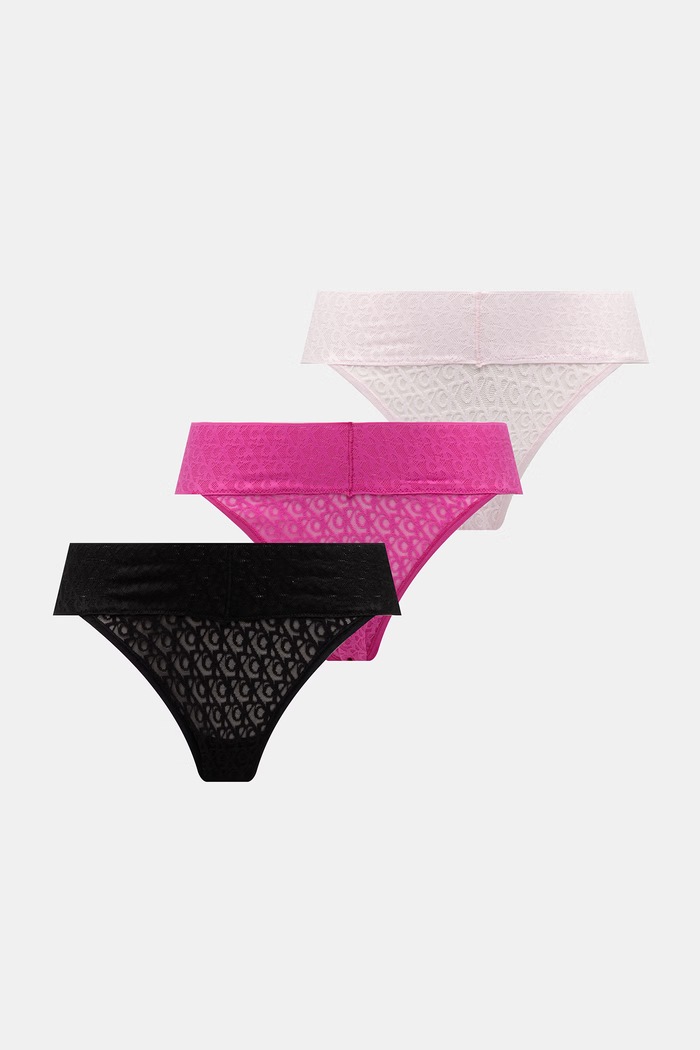 Calvin Klein Underwear κιλότα γυναικεία δαντέλα 3-pack μωβ LV00QD5305