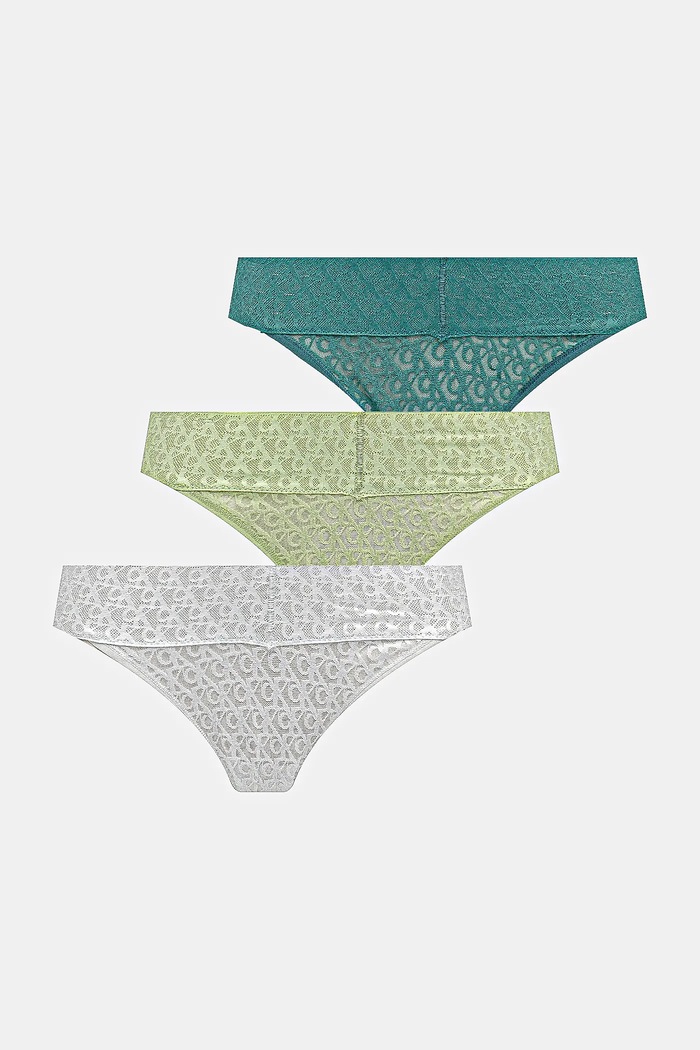 Calvin Klein Underwear κιλότα γυναικεία δαντέλα 3-pack πλεκτό ύφασμα πράσινο LV00QD5305