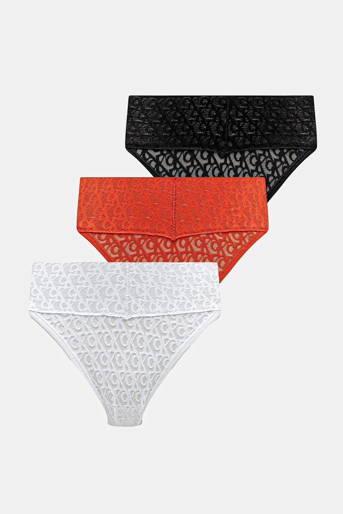 Calvin Klein Underwear κιλότα γυναικεία δαντέλα 3-pack πλεκτό ύφασμα μαύρο LV00QD5305