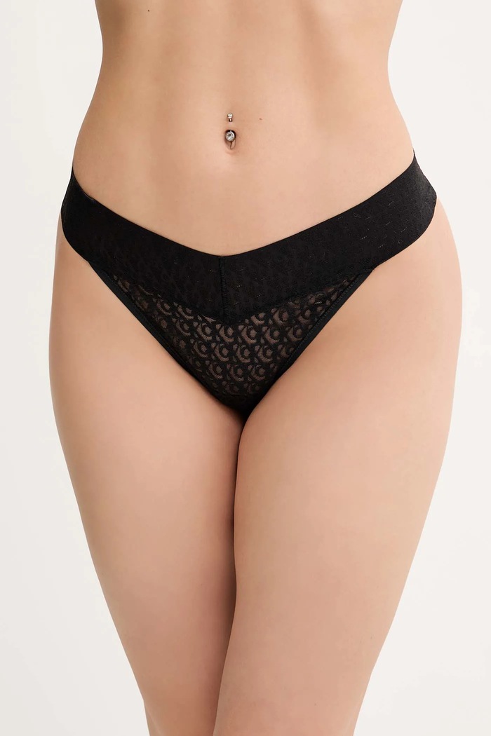 Calvin Klein Underwear στρινγκ γυναικεία πλεκτό ύφασμα μαύρο LV00QD5282