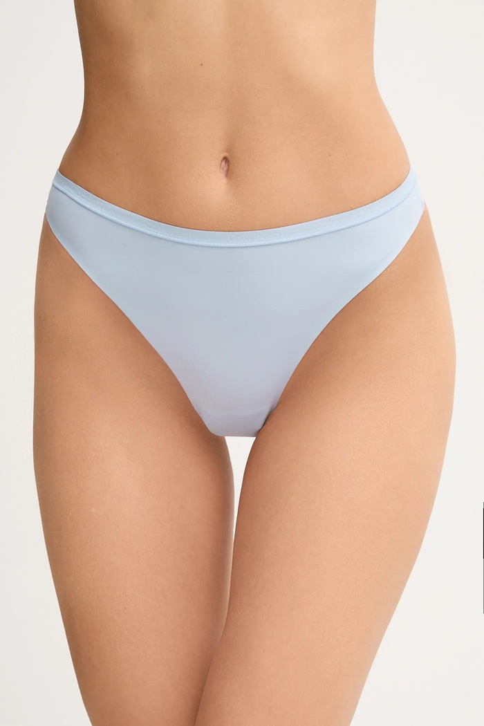 Calvin Klein Underwear stringi dzianina niebieski LV00QF7820