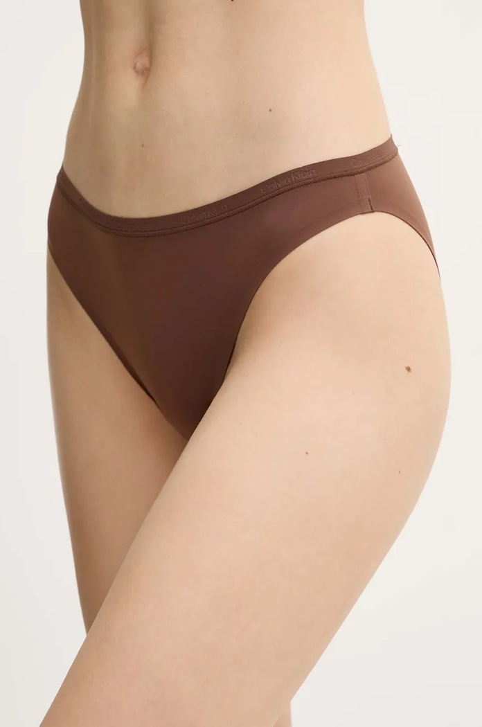 Σλιπ Calvin Klein Underwear πλεκτό ύφασμα καφέ LV00QF8253