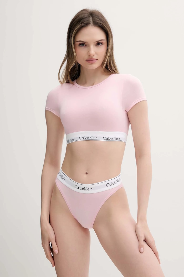 Kratka majica Calvin Klein Underwear LV00QF7213 roza SS25