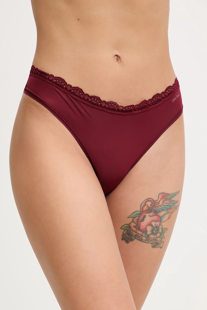 Calvin Klein Underwear tangá dámske burgundské LV00QD5270