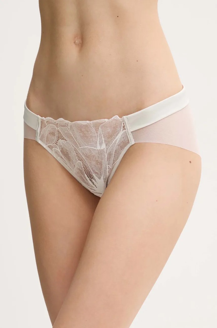 Σλιπ Calvin Klein Underwear δαντέλα μπεζ LV00QF8030