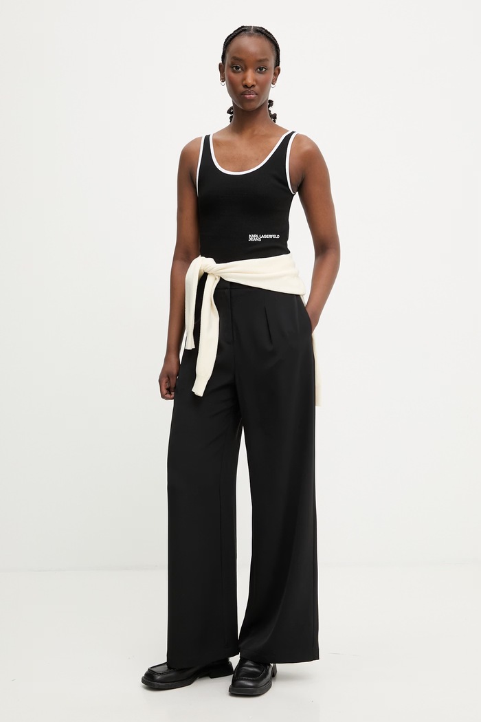 Karl Lagerfeld Jeans top dámsky s bavlnou A2W17021 čierna SS26