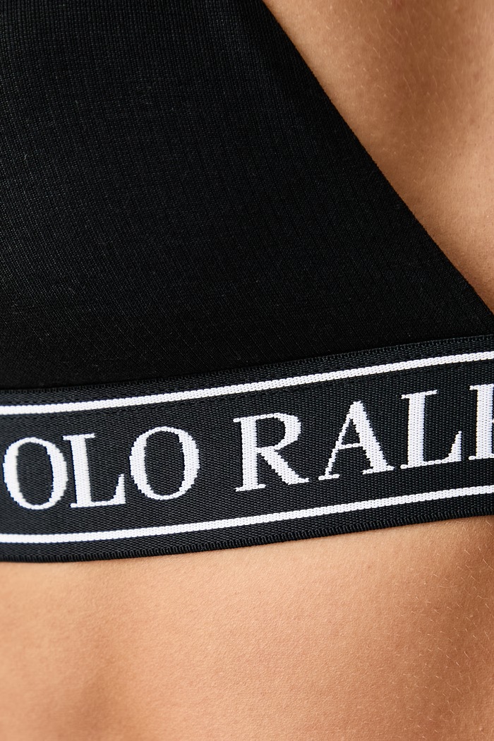 Biustonosz trójkątny z bawełną Polo Ralph Lauren 4P0480 czarny