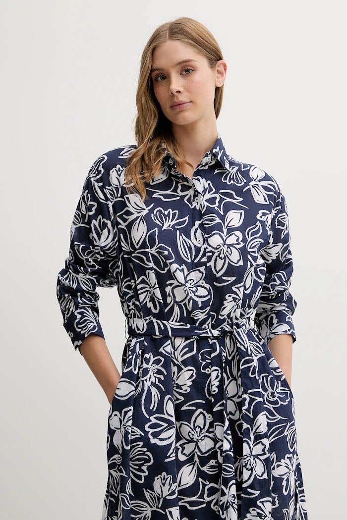 Bombažna obleka za na plažo Lauren Ralph Lauren mornarsko modra 20527178