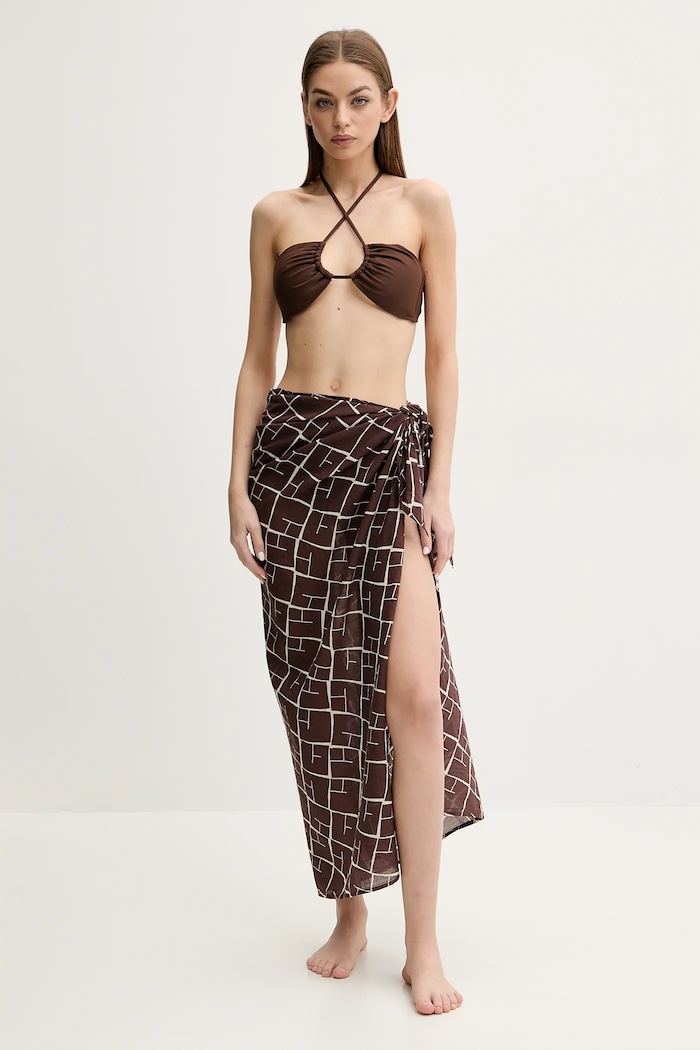 Bombažni pareo Abercrombie & Fitch KI111.5075.409 rjava SS25