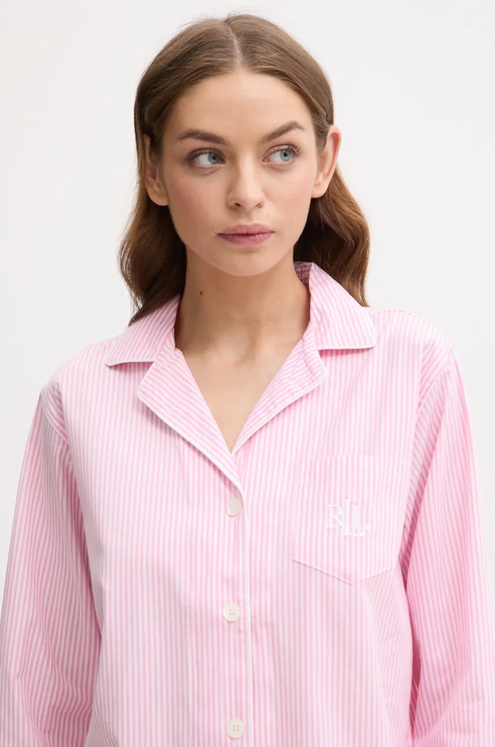 Пижама от две части дамска от памук Lauren Ralph Lauren розов ILN92315