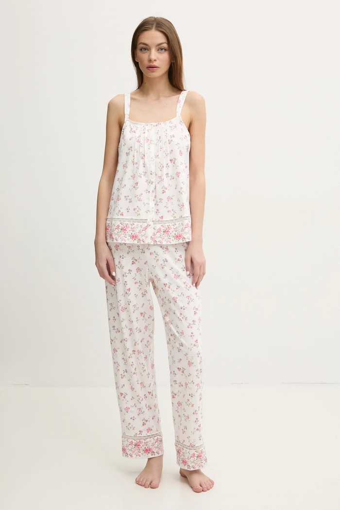Bavlněné pyžamo Lauren Ralph Lauren sada bílá ILN72408