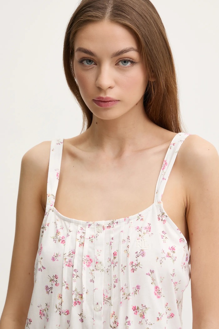 Bavlněné pyžamo Lauren Ralph Lauren ILN72408 bílá