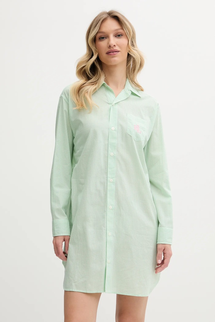 Lauren Ralph Lauren koszula nocna tkanina zielony ILN32415