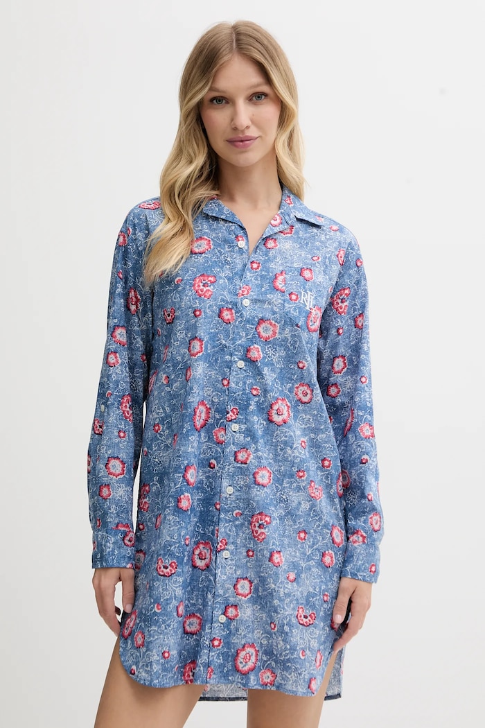 Lauren Ralph Lauren camicia da notte tessuto blu ILN32429