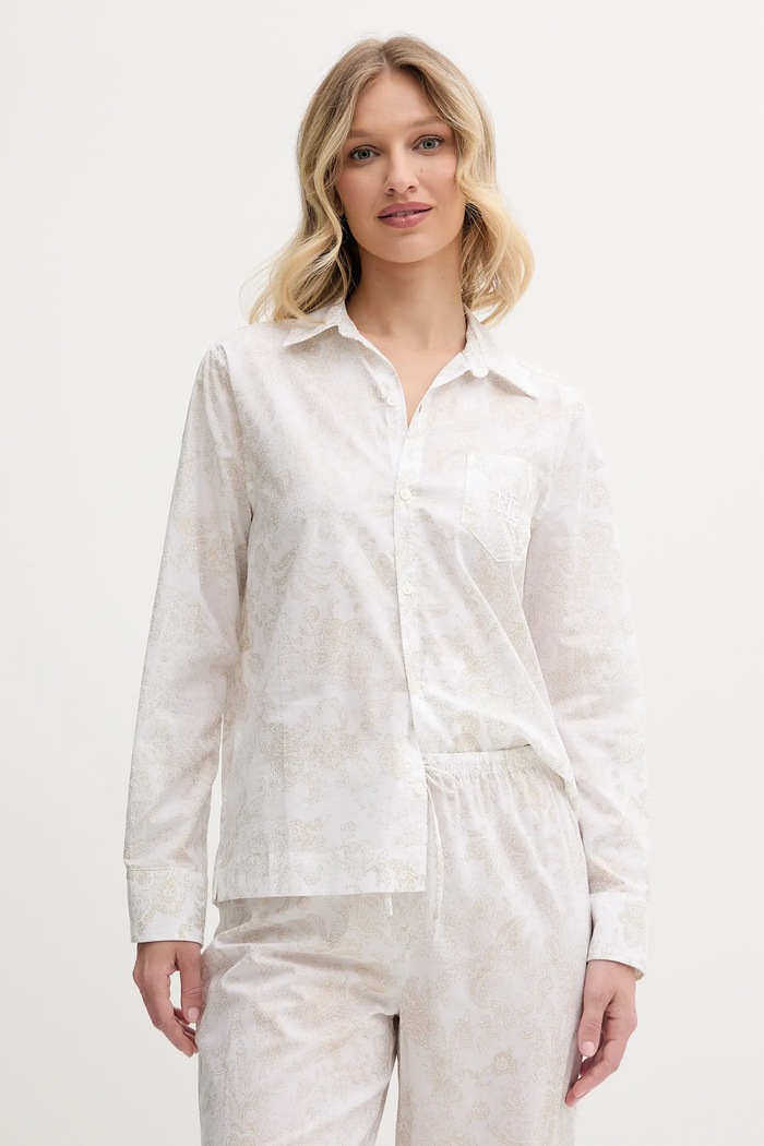 Lauren Ralph Lauren Βαμβακερές πιτζάμες Lauren Ralph Lauren ILN92426 λευκό SS25