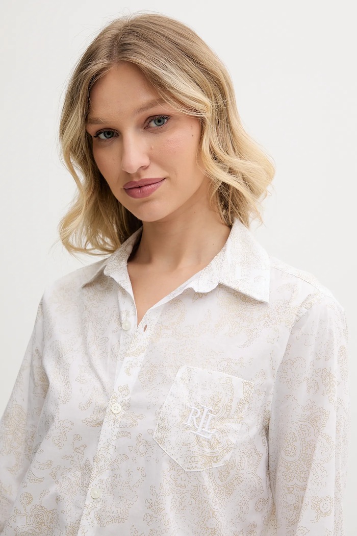Βαμβακερές πιτζάμες Lauren Ralph Lauren Lauren Ralph Lauren λευκό ILN92426