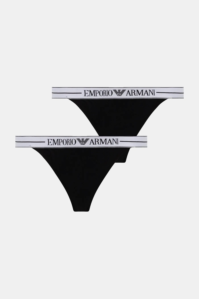 Emporio Armani Underwear tanga 2 db apró mintás fekete EW000405.AF10881
