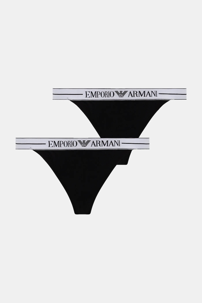 Emporio Armani Underwear tanga 2 db apró mintás fekete EW000405.AF10881