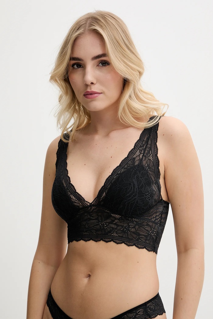 Grudnjak Chantelle Floral Touch bez uzorka crna C94270