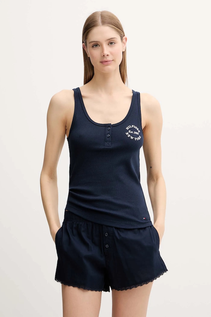 Hollister Co. szorty piżamowe bawełniane KI346.5039.200 granatowy SS25