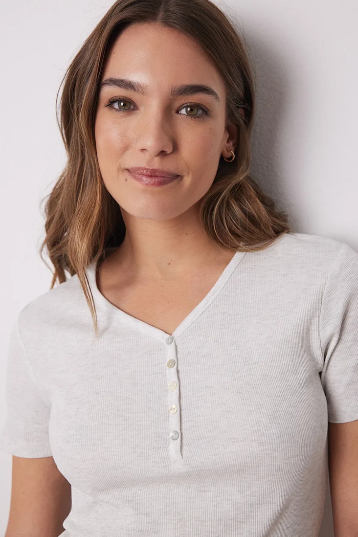 Pamučna pidžama kratkih rukava women'secret 3279676 siva SS25