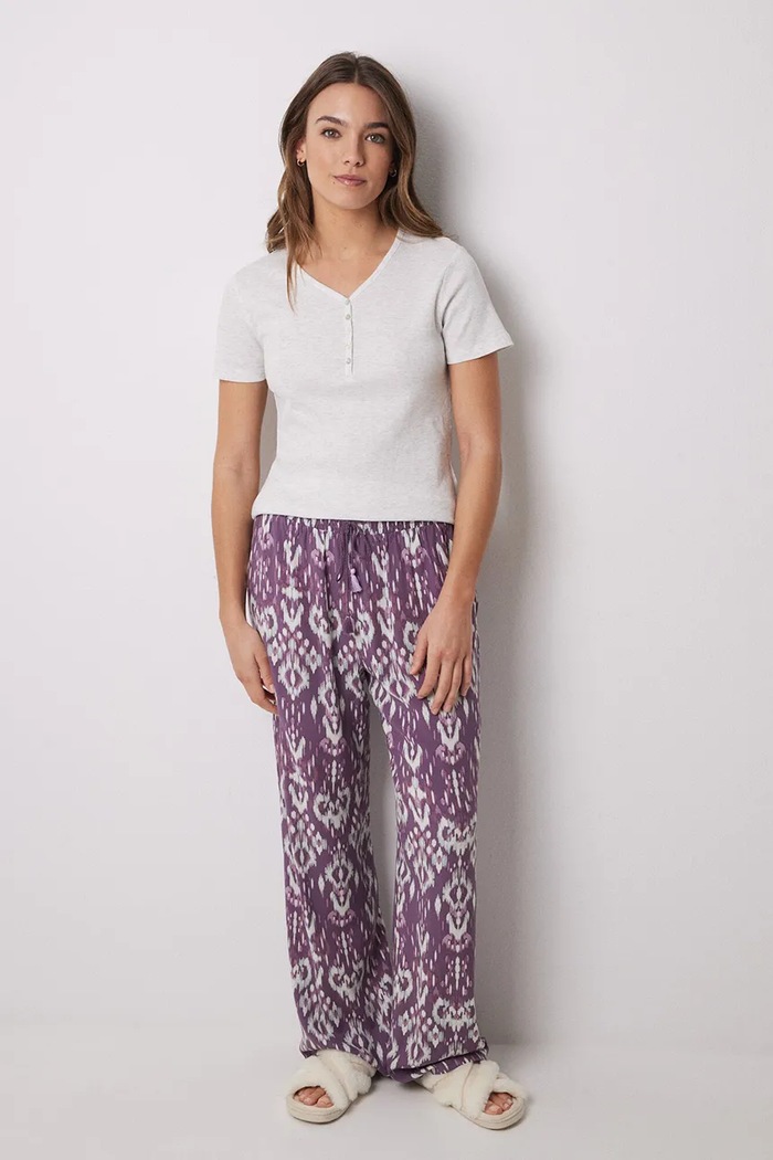 Pamučna pidžama kratkih rukava women'secret siva 3279676