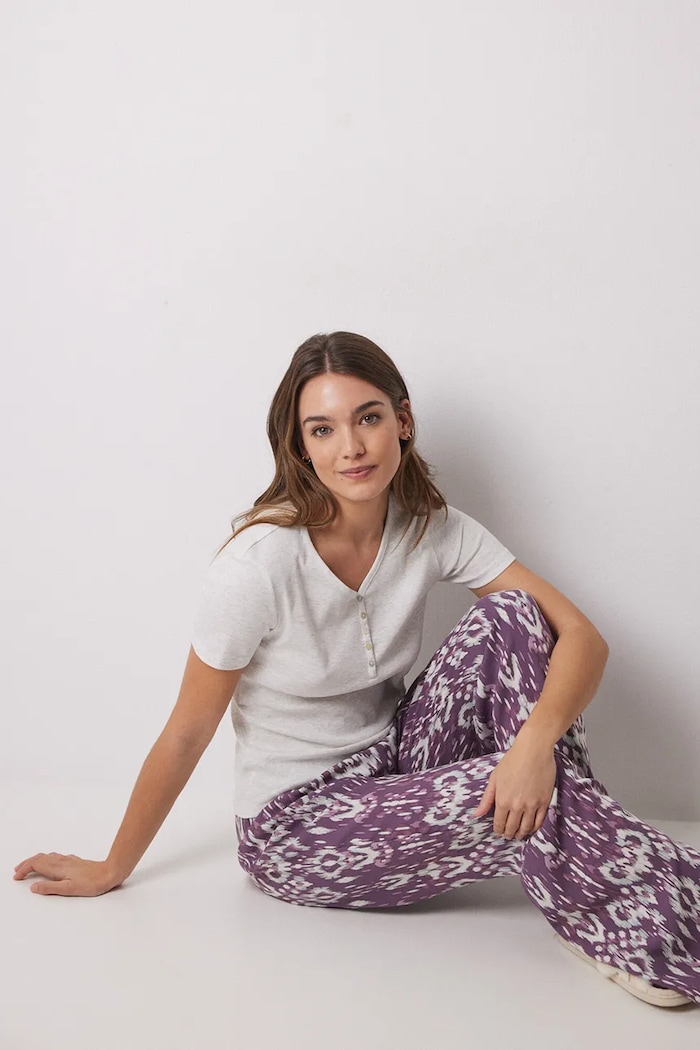 Pamučna pidžama kratkih rukava women'secret 3279676 siva