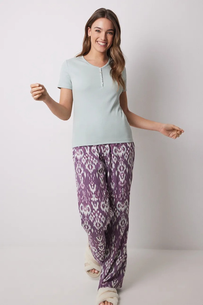 Pamučna pidžama kratkih rukava women'secret 3279682 zelena