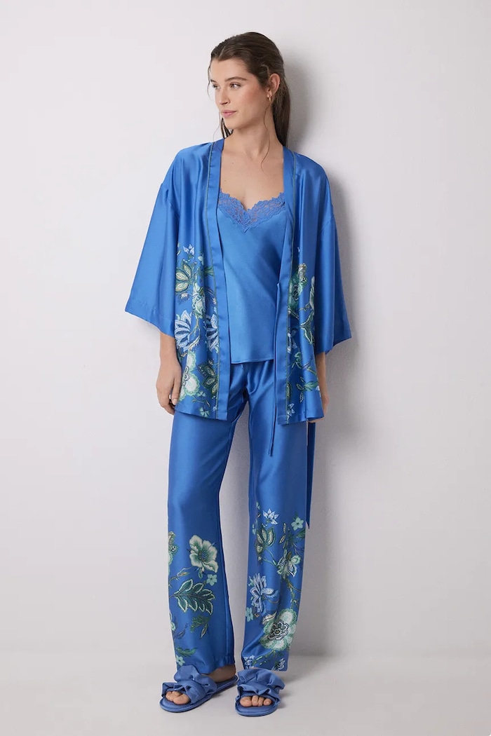 women'secret komplet piżamowy 3-częściowy tkanina niebieski 2549782