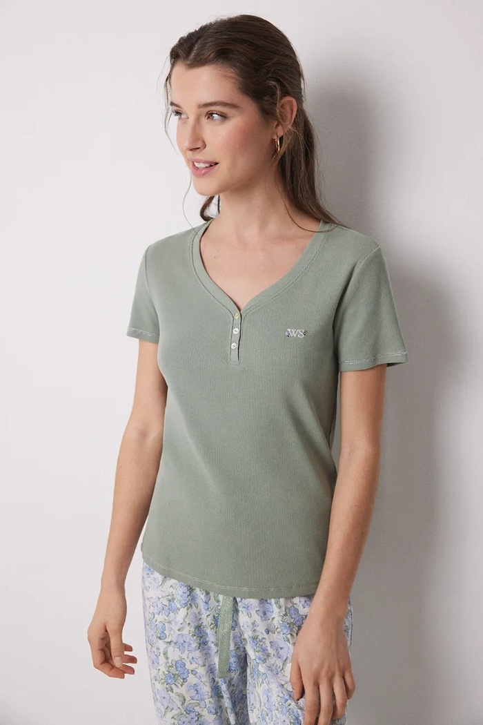 women'secret Памучна пижама women'secret 3599152 зелен SS25
