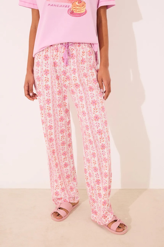 women'secret pantaloni de pijama din bumbac 3709652 roz SS25