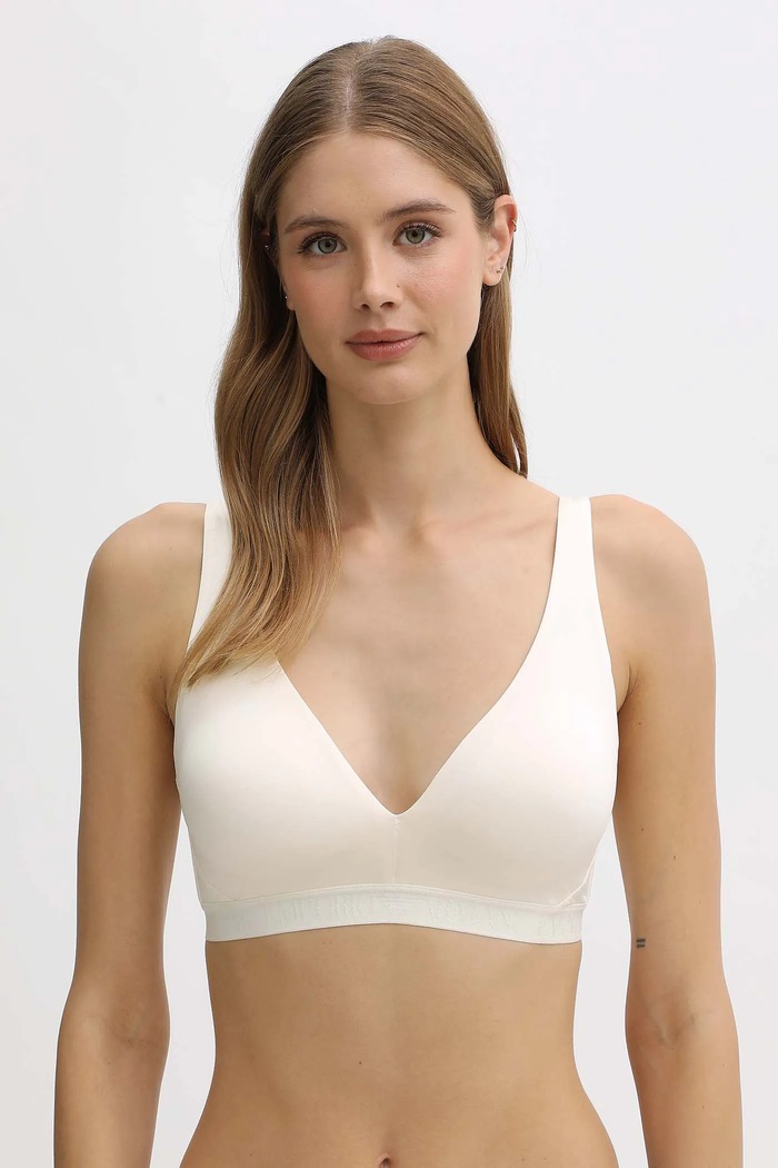 Podprsenka Emporio Armani Underwear bez kostíc béžová EW000435.AF10891