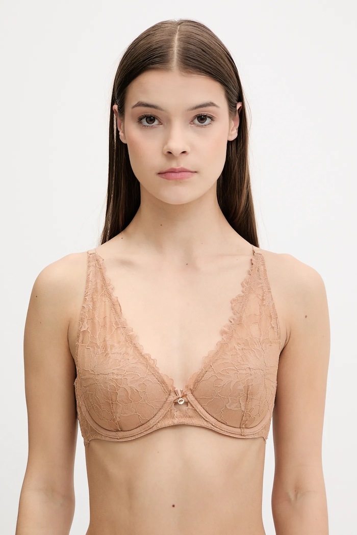 Podprsenka Emporio Armani Underwear hladký hnědá EW000434.AF10890