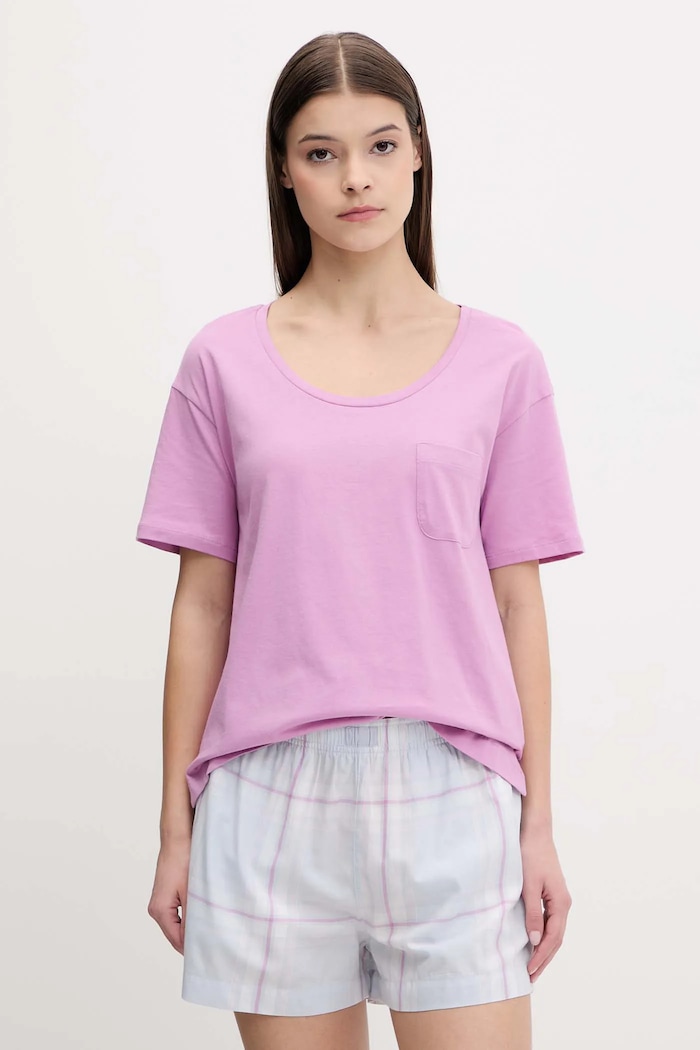 United Colors of Benetton tricou de pijama din bumbac munte violet 30963M07U