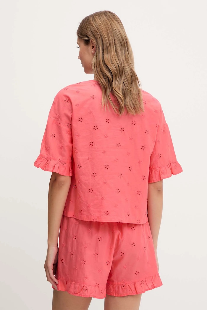 Bavlněné pyžamo United Colors of Benetton 4SHX3P03X růžová SS25
