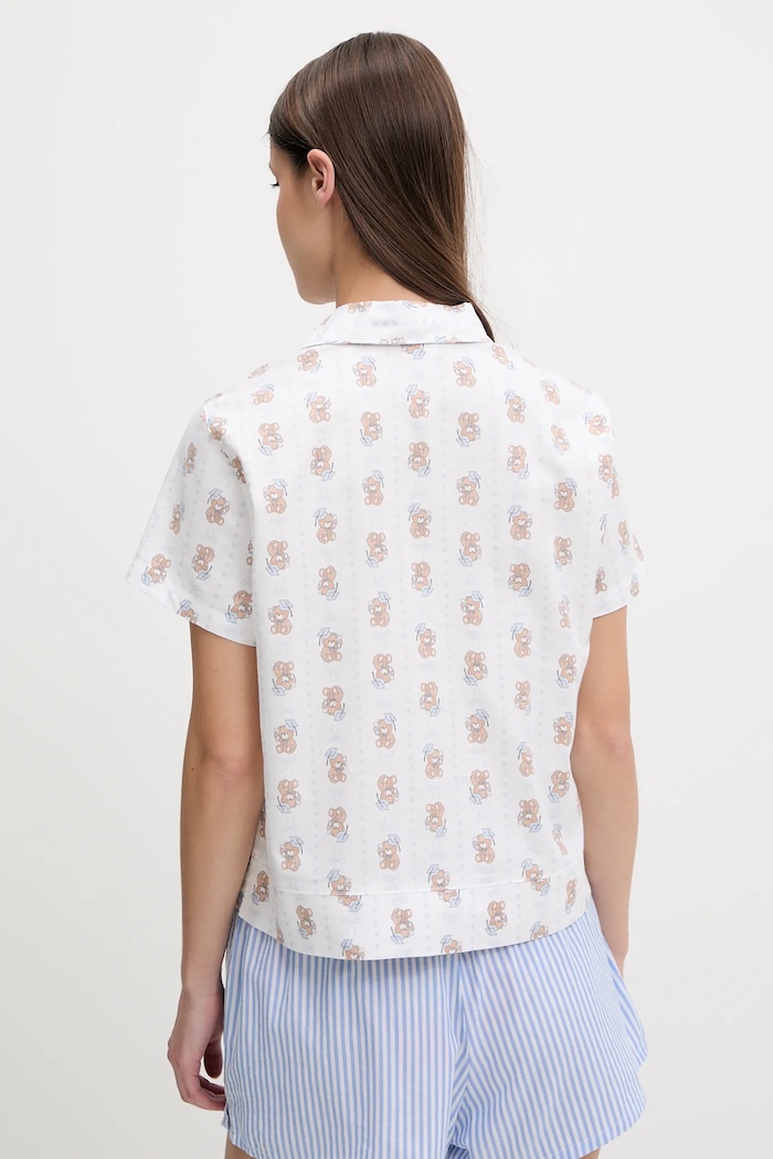 Βαμβακερό πουκάμισο πιτζάμα Hollister Co. KI346.5055.108 λευκό SS25