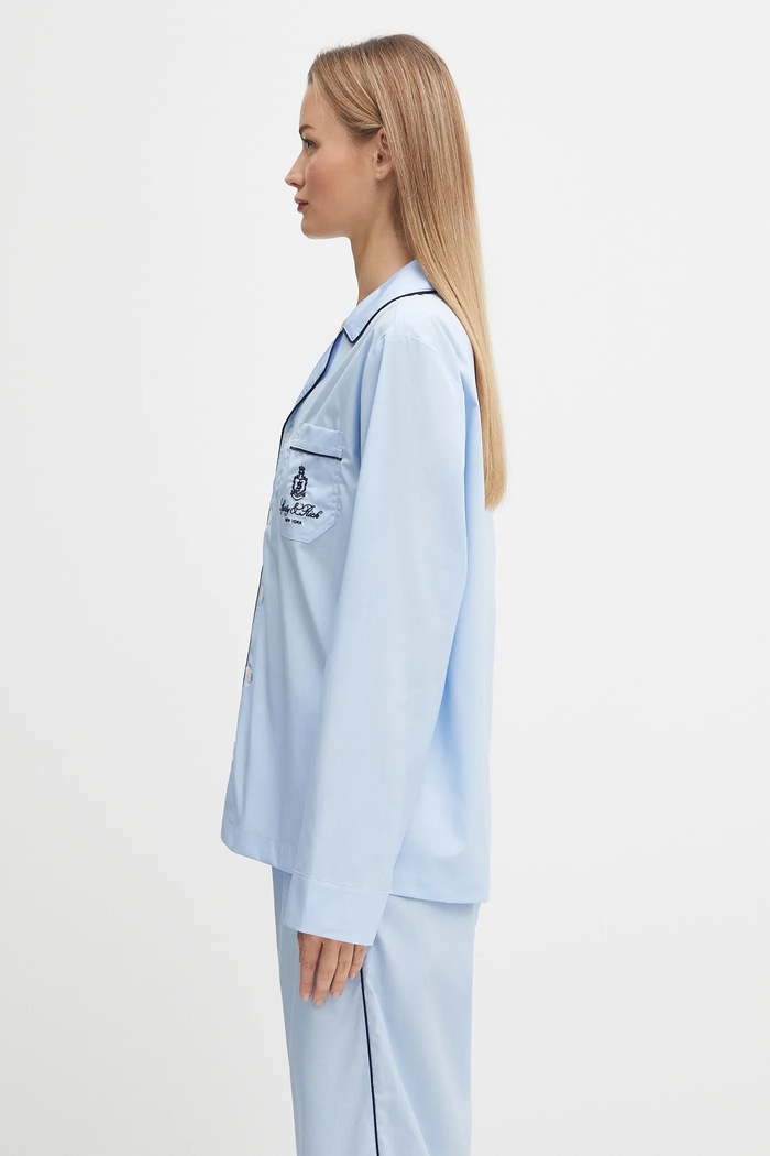 Βαμβακερό πουκάμισο πιτζάμα Sporty & Rich Vendome Pyjama SI021602231BL90 μπλε SS25