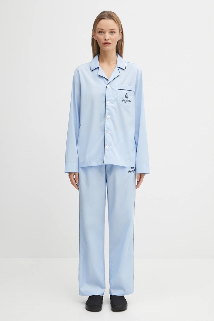 Βαμβακερό πουκάμισο πιτζάμα Sporty & Rich Vendome Pyjama SI021602231BL90 μπλε