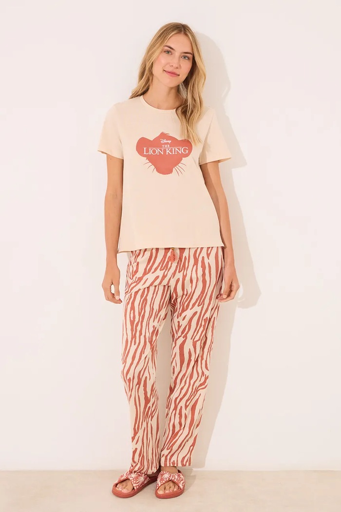 women'secret piżama bawełniana The Lion King nadruk beżowy 3139907